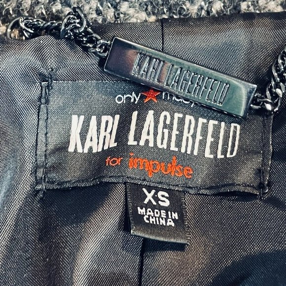 Karl Lagerfeld For Macys Impulse Black Wool Silver Spark Extra Small Moto Jacket - Picture 7 of 14